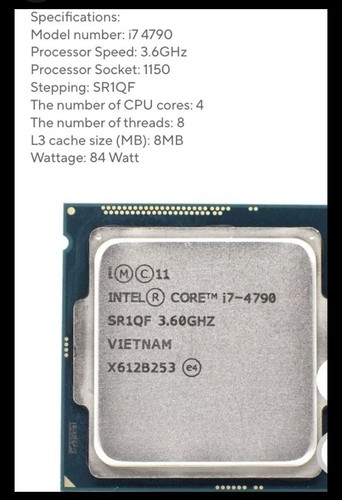 Intel Core i7 4th Gen 4790 3.6GHz / 4770K 3.5 GHz 4-Core LGA 1150 cpu processor - Picture 4 of 7