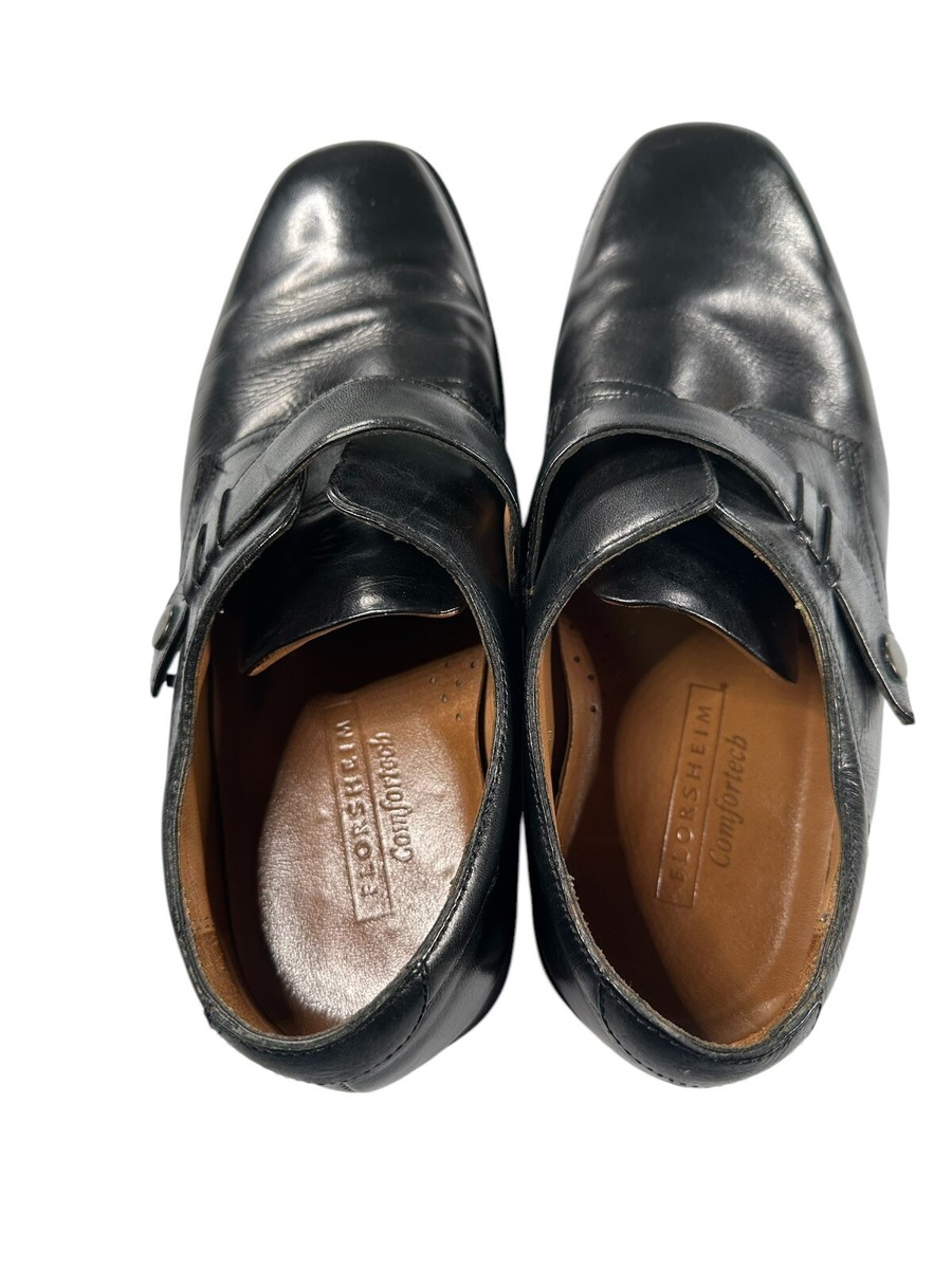 Florsheim Size 10.5 D Comfortech Black Leather Monk Strap 