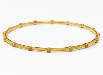 NYJEWEL 21k Yellow Gold 2mm wide Bangle Bracelet 7