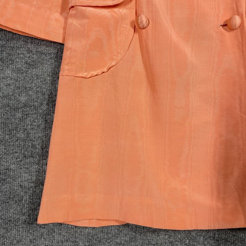 VINTAGE 60s Saks Fifth Avenue Jacket Small Mod Double Breasted Trench Taffeta - Picture 5 of 22