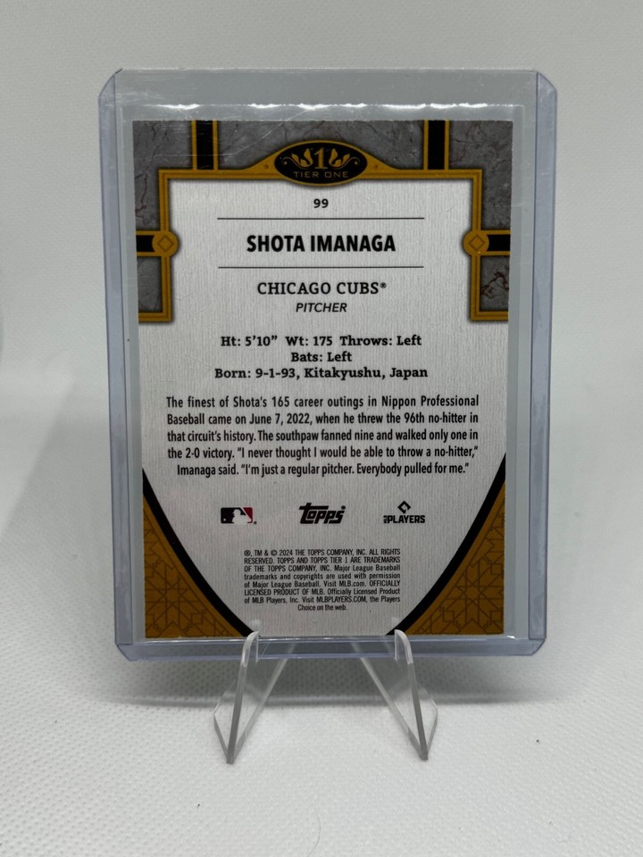 2024 Topps Tier One Tier 3 Green Foil /99 Shota Imanaga 99 Rookie RC