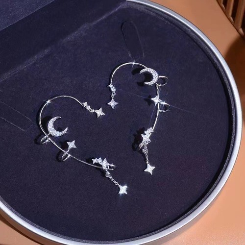 Star Moon Ear Hanging No Pierced Cold Wind Ear Rings - Picture 2 of 7