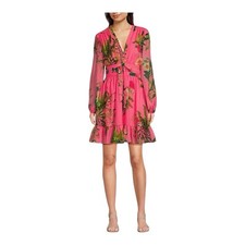 Alex Marie Shannon Tropical Floral Chiffon Ballon Sleeve ALine Dress Size 12 NWT