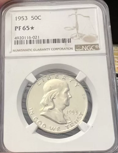 1953 Franklin Half Dollar NGC PF65* STAR