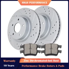 Front Drilled Slotted Rotors and Brake Pads for Ford Focus C-Max VOLVO C30 S40