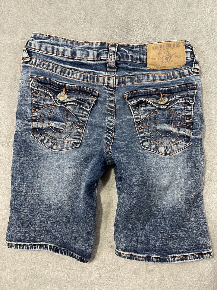 True Religion Shorts Girls 8 Blue Medium Wash Denim Cutoff Flap Pockets - Image 2 of 4