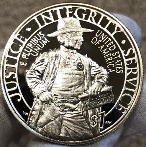 2015 US Marshals Service Silver One Dollar Commemorative Proof COIN ONLY - DCAM - Picture 6 of 12