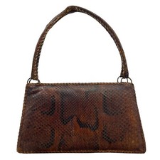Vintage 50s 60s Genuine Reptile Exotic Leather Frame Satchel Bag Handbag Python