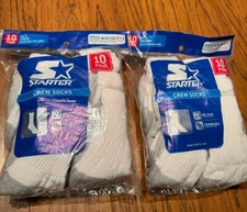 20 STARTER Boys Crew Socks DRI STAR Shoe Size M 10 - 2 1/2 WHITE 2 10 Packs