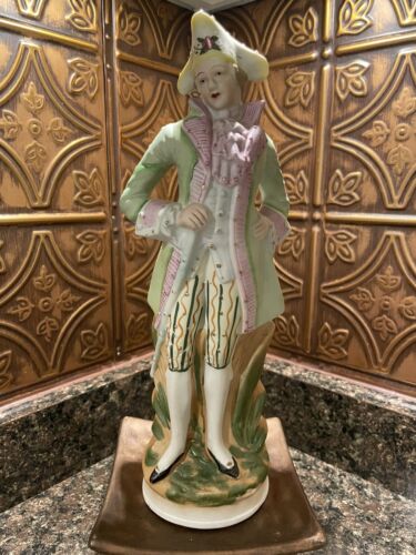 Vintage Heubach German Pottery Colonial French Man Bisque Porcelain Handpainted