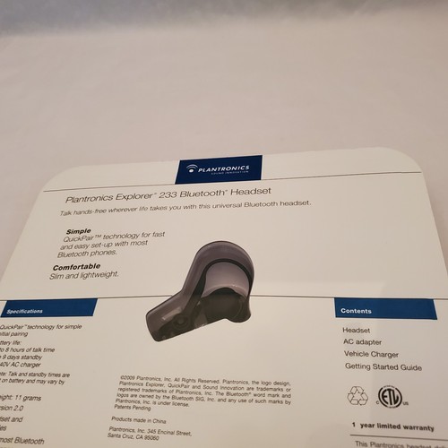 NEW Plantronics Explorer 233 Bluetooth Earpiece with Car Charger Sealed Phone - 第 4/24 張圖片