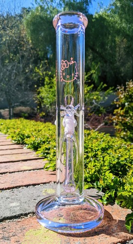 10 Inch Pink Hello Kitty Glass Bong Quality Tobacco Smoking Water Pipe Hookah - Picture 6 of 7