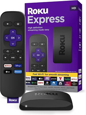 Roku Express | HD Roku Streaming Device with Standard Remote (no TV controls)