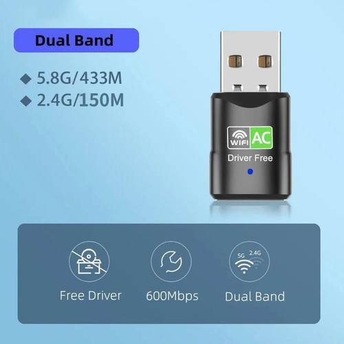 Dual Band AC600 Mbps Dual Band 2.4GHz 5Ghz Wireless WiFi DEU USB Network W9B6 - Photo 9/13