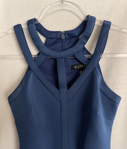 Guess Macy's Dress Womens 2 Blue Cut Out Satin Sheath - Picture 2 of 7