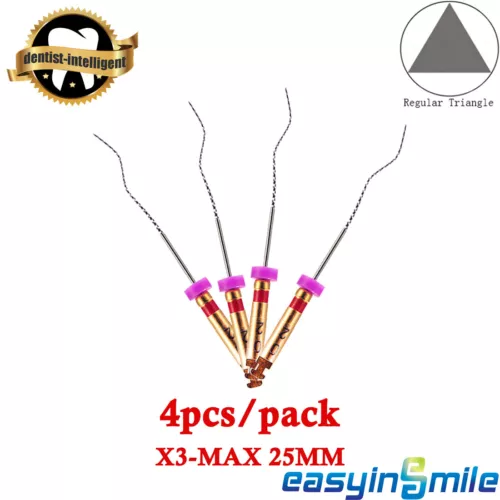 4Pcs Dental Endo Rotary Files X3-MAX Function Clean Files Endodontic Files 25MM