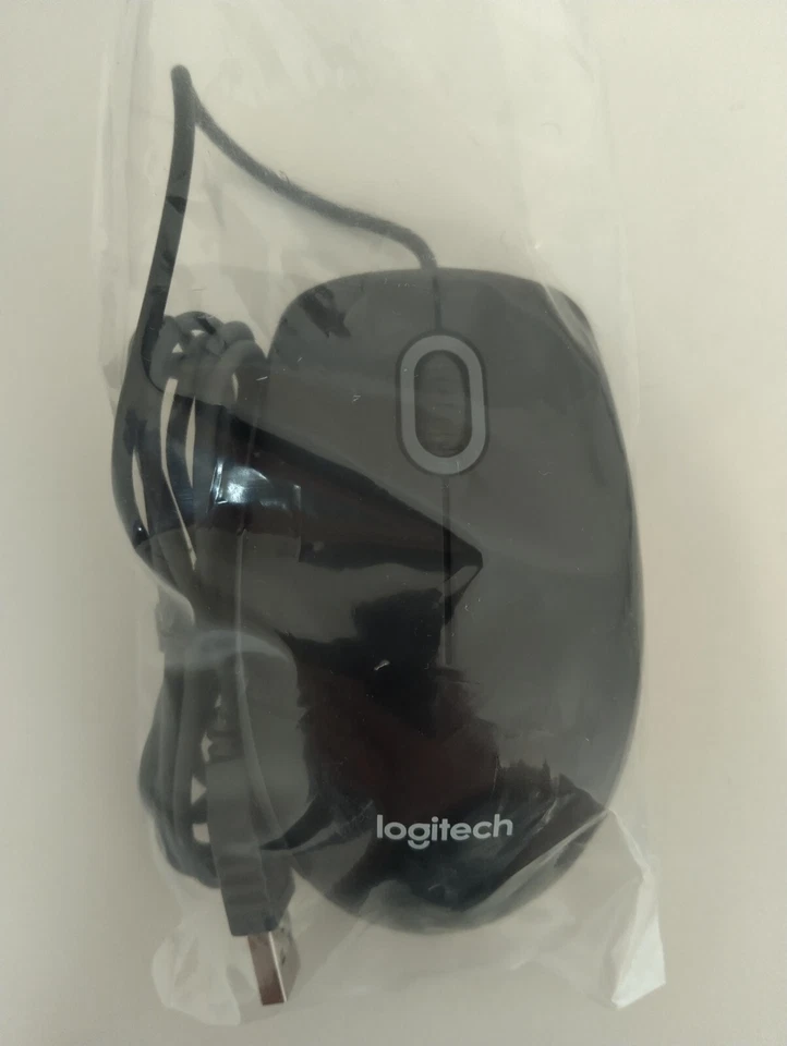 Logitech USB Wired Mouse 1000 DPI Optical Tracking PC/Mac - Black New - Image 2 of 4