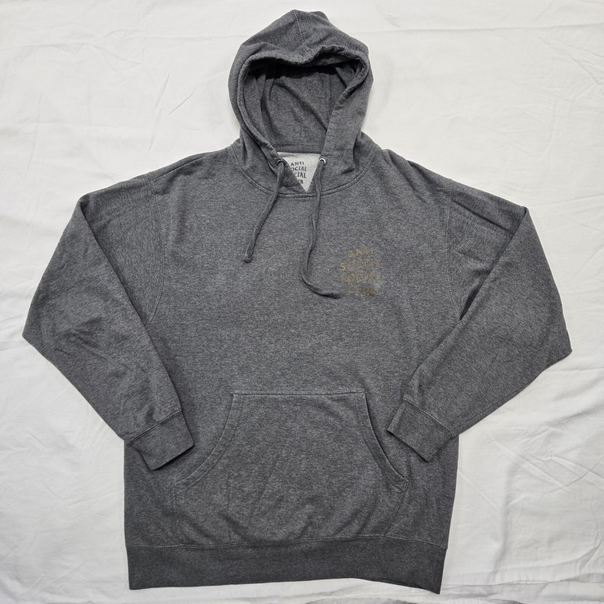 Size LARGE Anti Social Social Club Grey Hoodie Bronze Graphic 
