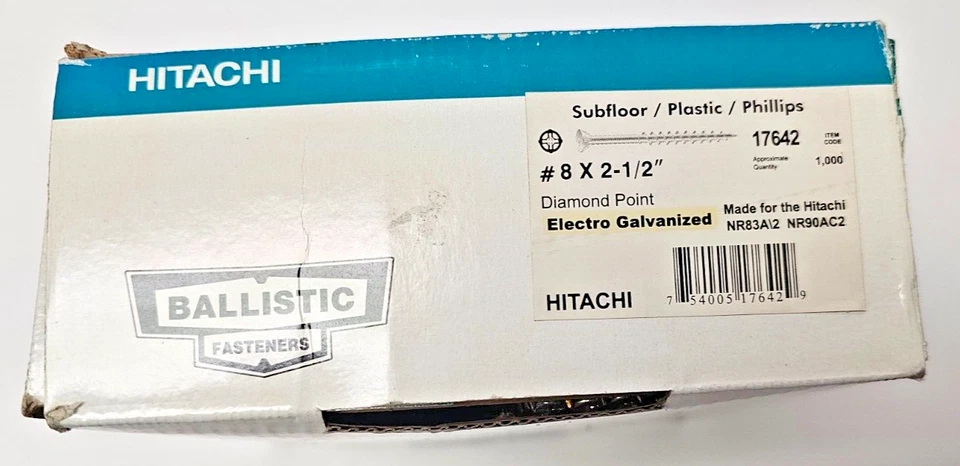 Hitachi 17642 #8 x 2-1/2" Electro Galvanized Plastic Strip Fasteners (1000 Count - Image 3 of 3