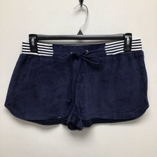 Splendid Womens Velour Pajama Sleep Shorts Blue White Drawstring M New