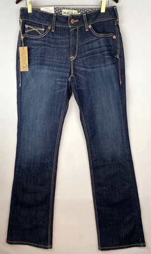 Ariat Jeans Real Denim Blue Women's Size 32W Tall Dark Wash Boot Cut Pants NWT