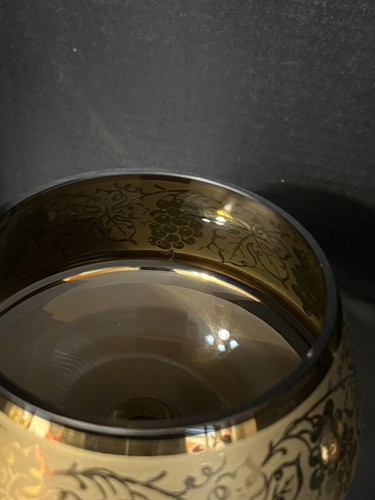 Vtg. Bohemian Crystal Czech Republic Amber /gold pedestal, candy dish with lid - Picture 8 of 11