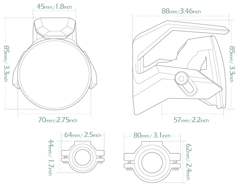 Magazi 3" round driving light metal mounting silver ABS shield H3 12V 55W x 1 θ - Image 2 of 4
