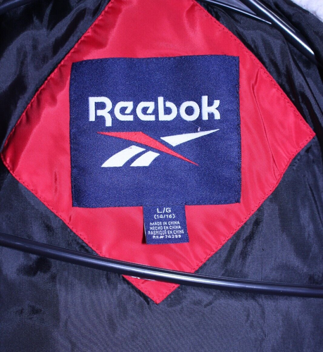 Reebok Red Puffer Coat Parka Quilted Jacket Sherpa Hood Spellout Youth L 14-16 - Picture 10 of 10