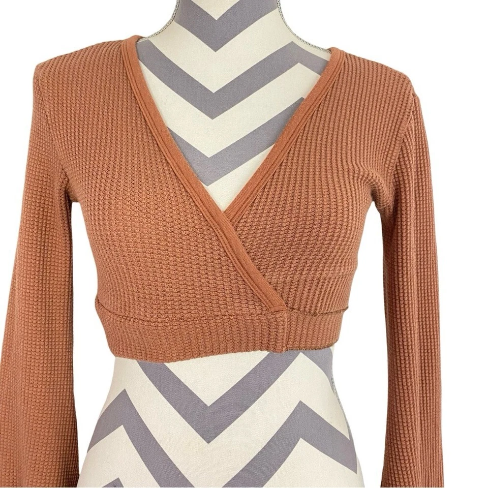 Комплект активный надежном Топ женщин размер средний укороченный рубашка тепловой ржавчины оранжевый длинным рукавом - Изображение 3 из 4