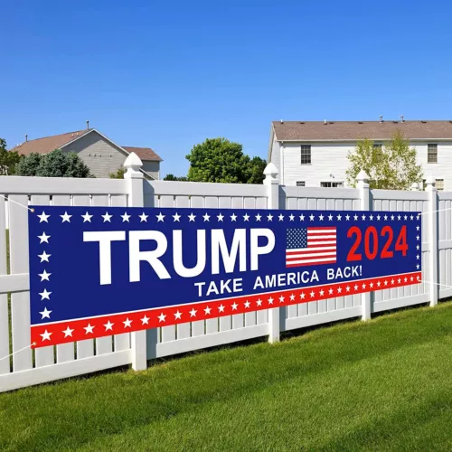 Insegna 10x1,6 piedi Donald Trump 2024 bandiera riprendi l'America grande banner cortile esterno - Foto 7 di 7