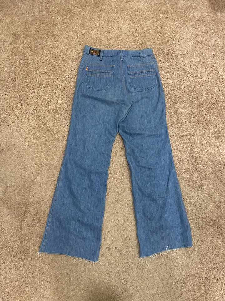 Jeans Levi’s Orange Tab Bell Bottom Vintage Años 70 28x28 Años 70 Levi’s Pierna Ancha Azul Foto 2 de 4