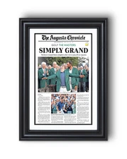 2025 Rory McIlroy Masters Champion 'SIMPLY GRAND' Framed Newspaper Augusta