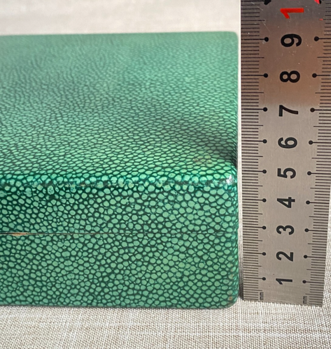 Antique c1920s Art Deco Faux Shagreen Cedar Wood Lined Box Interior Divide - Picture 20 of 20
