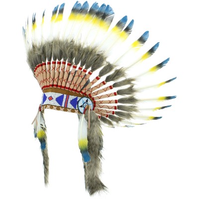 Copricapo Indiano Capo Piume Cofano Nativi Americani Gringo Blu Nero Giallo  | eBay