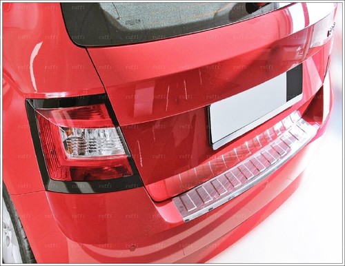 Protector contrachoques trasero cromado acero brillante para ŠKODA FABIA III 2014-UP - Imagen 3 de 8