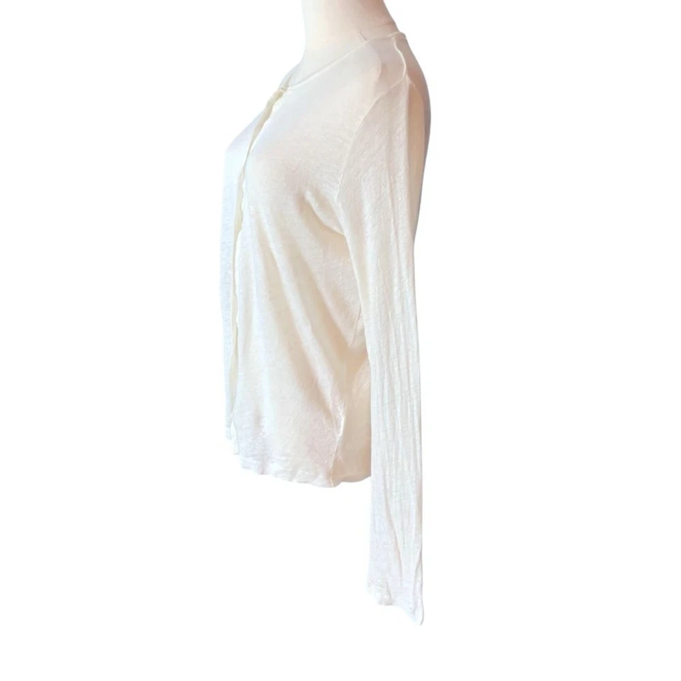 Cárdigan Majestic Filatures Paris Lino 3 Botones Talla Grande Manga Larga Marfil XS Foto 3 de 4