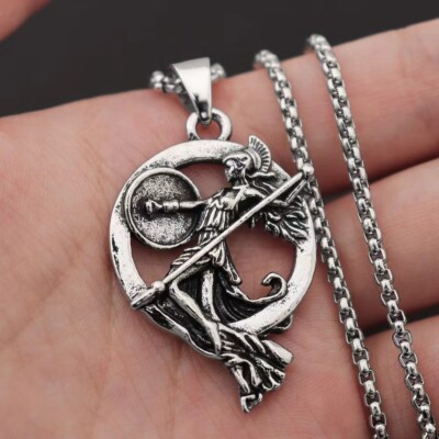 Athena Pendant Greek Goddess Roman Mythology Necklace Stainless Steel Jewelry