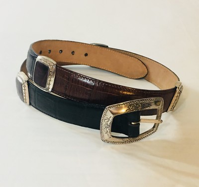 Brighton Women's Belt Tone Brown Black Leather Belt Size M