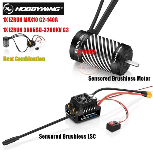 Combo Hobbywing EZRUN MAX10 G2 140A 3665SD 3200KV G3 Sensor Brushless ESC Motor