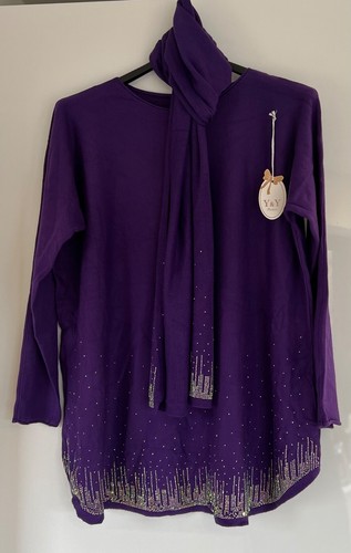 Ladies Womens Soft Scarf And Jumper With Diamante Bling Detail 14 Colour Choices - Picture 29 of 29