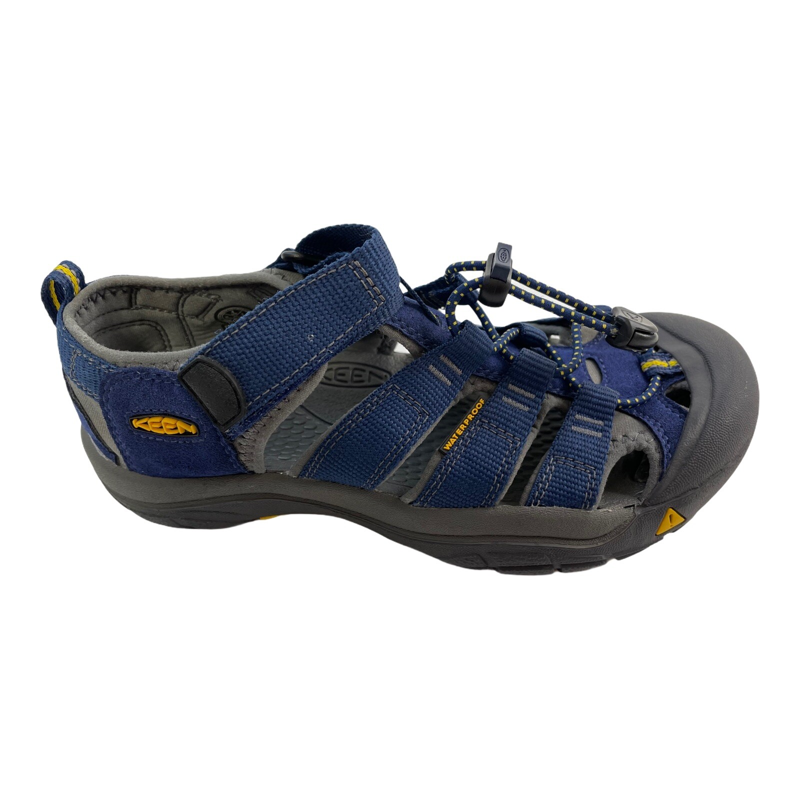 Scarpe da trekking Keen blu scuro e giallo impermeabili da uomo taglia 4 usate in ottime condizioni