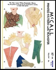 McCall 117 Pattern Women's GLOVES Vintage 30's ~S~M~L~
