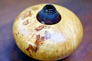George Balock Wood Turned Maple Burl vessel 2 7/8" tall, 3 1/2" dia.