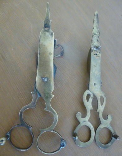 Two Antique Brass Candle Scissor Style Snuffers - Picture 2 of 7