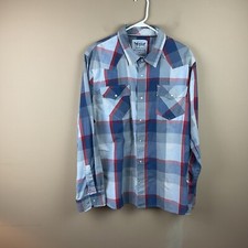 Levi Strauss Co Pearl Snap Shirt Mens XL Cotton Poly Multi Color Plaid