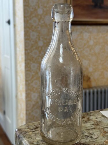 Vintage Blob Top geprägte Schnecke Plt Flasche Fred Krapp Ashland Pa Schylkill County, - Bild 2 von 16