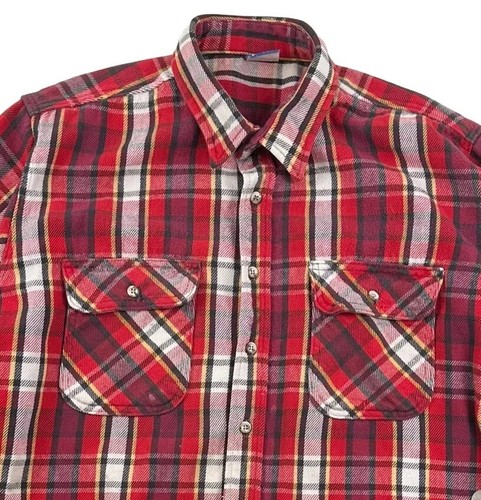 Vtg Mighty Mac Mens Blanket Shirt XL 17-17.5 Red Black PLaid Flannel Tartan - 第 1/13 張圖片