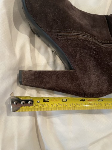 The Original Car Shoe Brown Suede Heeled Knee High Boots Side Zip Laceup Back 38 - Imagen 15 de 17
