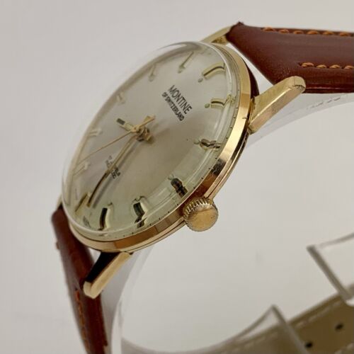 Vintage Montine Switzerland Herrenuhr 1965 17J Gold Filled neues Kristall & Armband - Bild 6 von 16