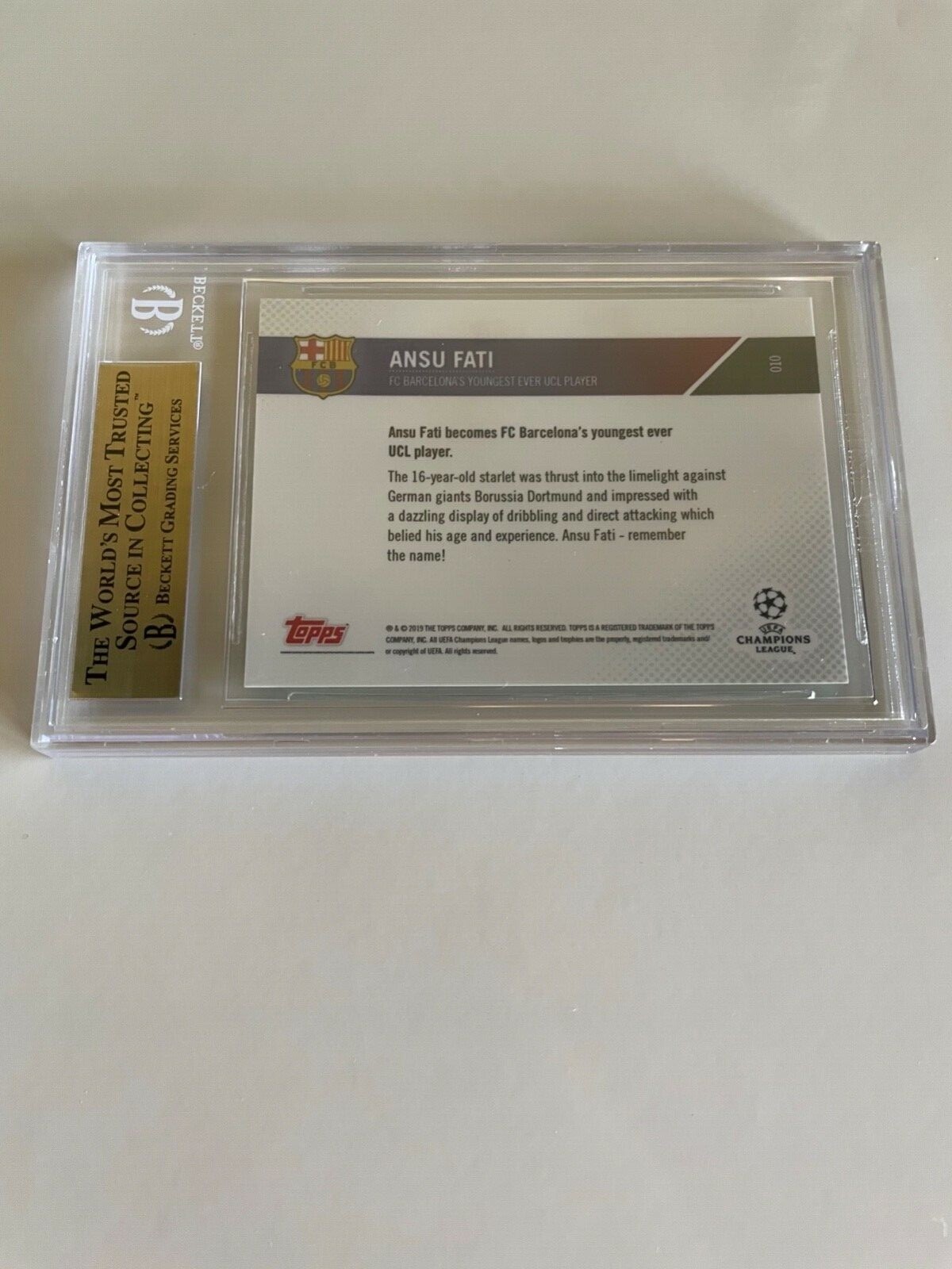 2019/20 Topps Now #10 Ansu Fati Rookie Card bgs 9.5 Gem Mint Rare /335 - Picture 2 of 2